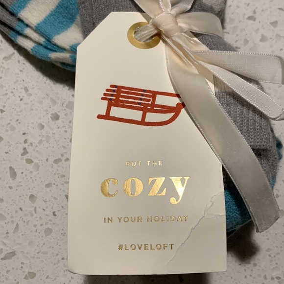 LOFT Polar Bear and Stripes 2-Pack Cozy Socks New With Tag - Picture 2 of 8